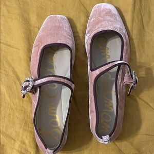 Sam Edelman Blush Velvet Mary Jane Flats